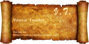 Vavra Teodor névjegykártya